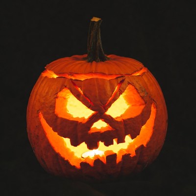 Lit Jack-o-Lantern Pumpkin