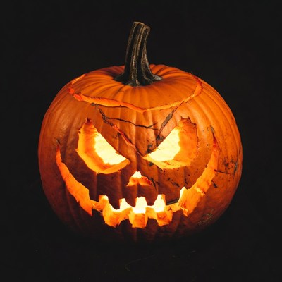 Lit Jack-o-Lantern Pumpkin