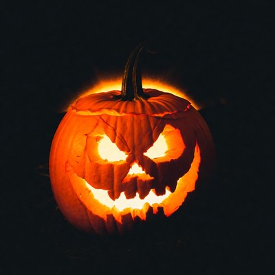 Carved Jack-o'-lantern with Glowing Face