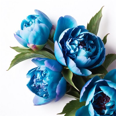 Blue Peonies Bouquet on White