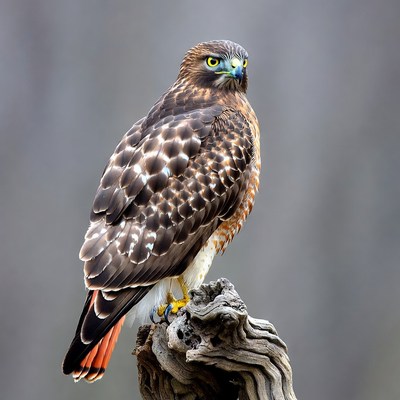 Red-tailed Hawk Perched on Branch