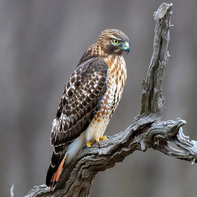 Red-tailed Hawk Perched on Branch