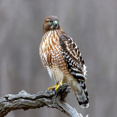 Red-tailed Hawk Perched on Branch