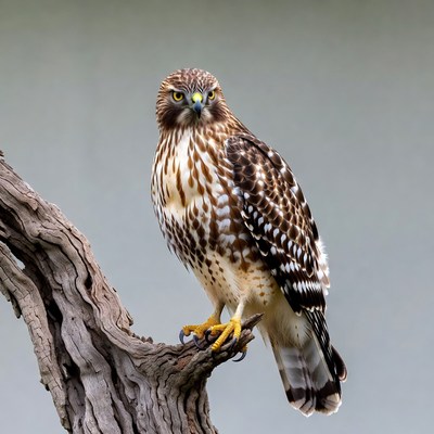 Red-tailed Hawk Perched on Branch