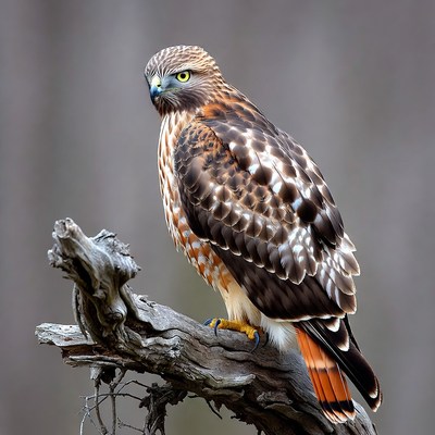 Red-tailed Hawk Perched on Branch
