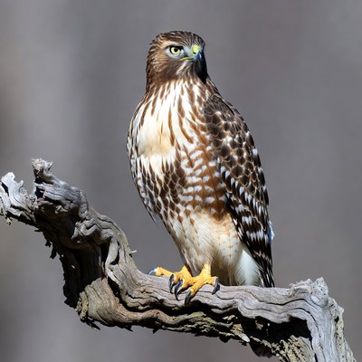 Red-tailed Hawk Perched on Branch