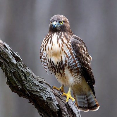 Red-tailed Hawk Perched on Branch