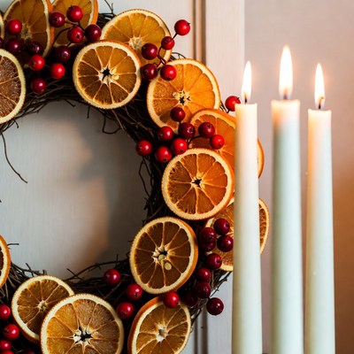Dried Orange Wreath with Candles