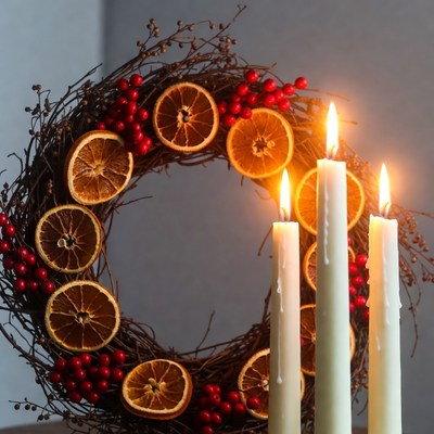 Dried Orange Wreath with Candles