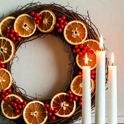 Dried Orange Wreath with Candles