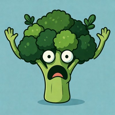 Scared Broccoli Cartoon Character