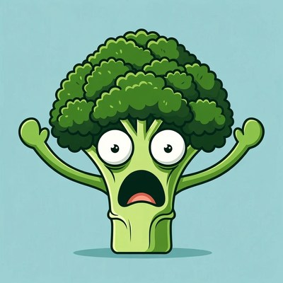Surprised Cartoon Broccoli Illustration