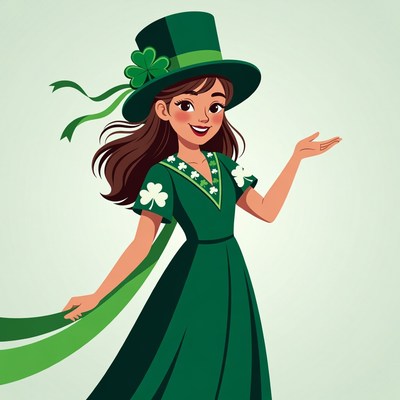 Smiling woman in green St. Patrick's hat