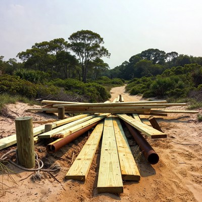 Construction Materials on Beach Path