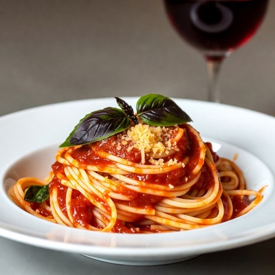 Spaghetti with Tomato Sauce and Wine