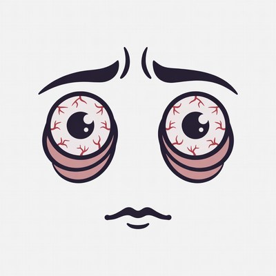 Tired bloodshot cartoon eyes
