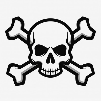 Black Skull and Crossbones Symbol