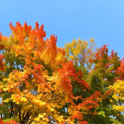 Autumn Maple Tree Against Blue Sky