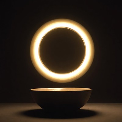 Glowing Ring Above Ceramic Bowl