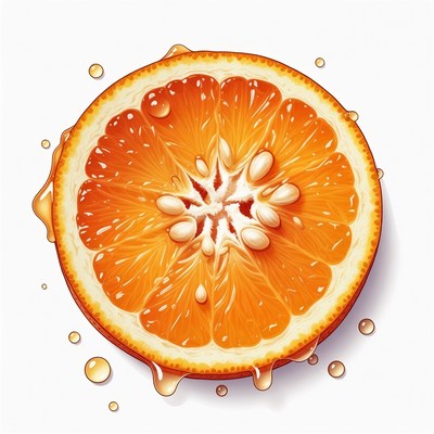 Fresh Sliced Orange with Juice Drops