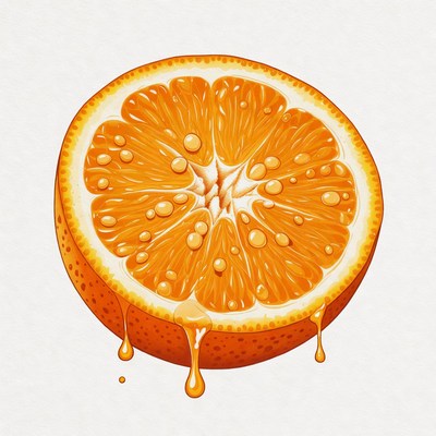 Sliced orange with dripping juice