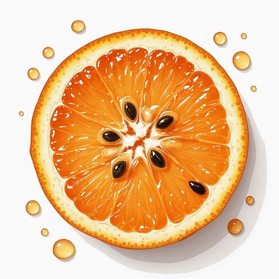Orange slice with water droplets
