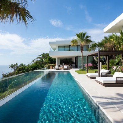 Modern White Villa Infinity Pool Ocean View