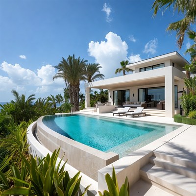 Modern Tropical Beachfront Villa Pool