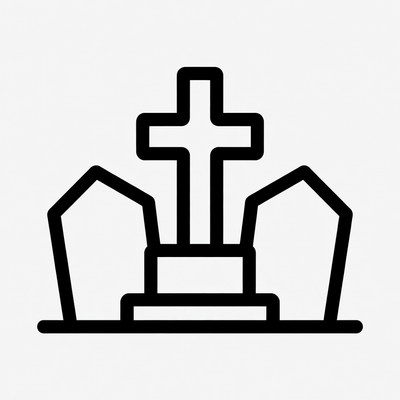 Cross with Tombstones Illustration