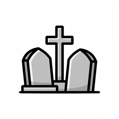 Cross with Tombstones Illustration