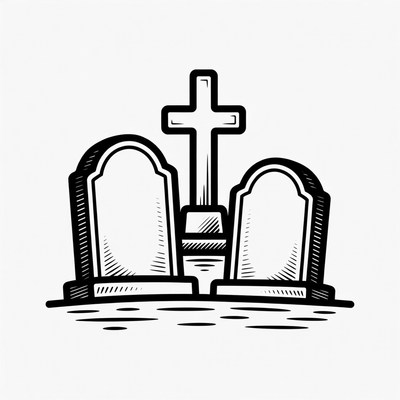 Cross with Tombstones Illustration