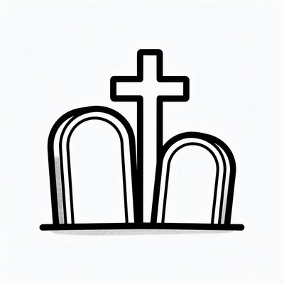 Cross with Tombstones Illustration
