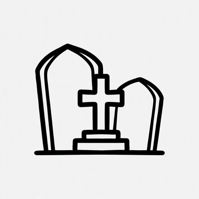 Cross with Tombstones Illustration