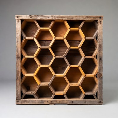 Rustic Wooden Honeycomb Crate