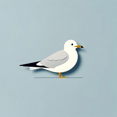Seagull on isolated blue background