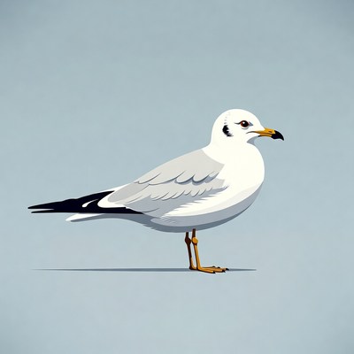 White seagull standing illustration