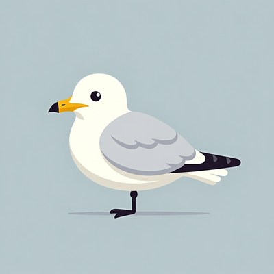 Cartoon seagull standing isolated