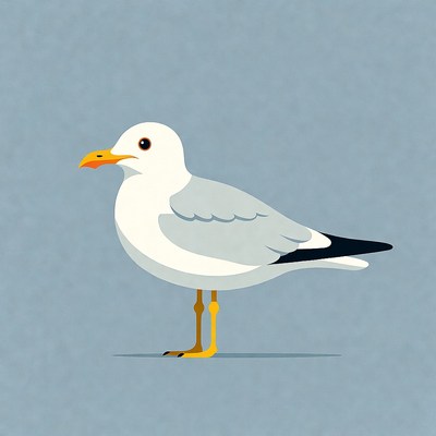 Cartoon seagull on blue background