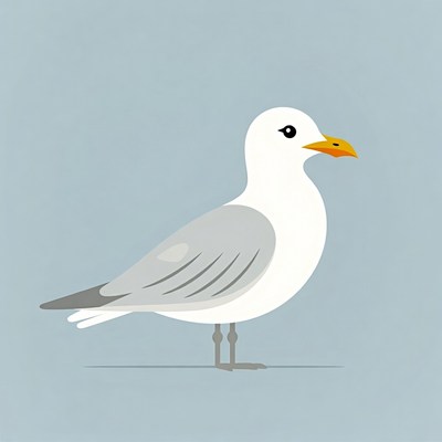 Cartoon seagull on blue background