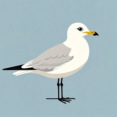 Cartoon seagull on blue background