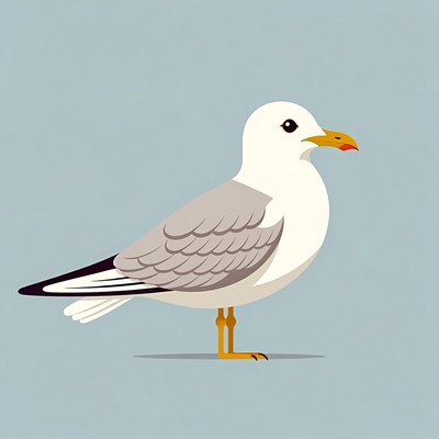 Cartoon seagull on blue background