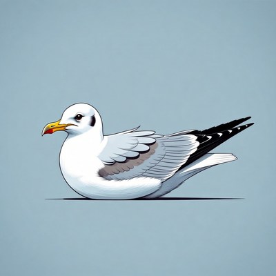 Cartoon seagull on blue background