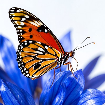 Monarch Butterfly on Blue Flower