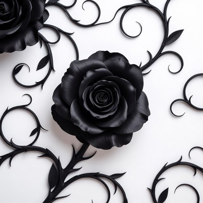 Black Roses with Vines