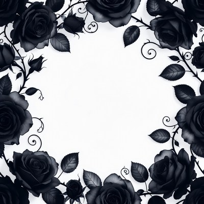 Black Roses Floral Frame