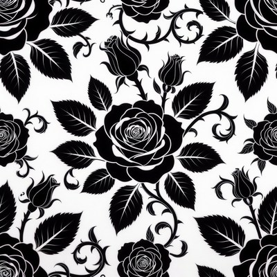 Black Roses Seamless Pattern