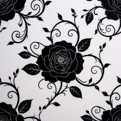 Black Roses and Vines Pattern