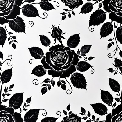 Black Roses Seamless Pattern