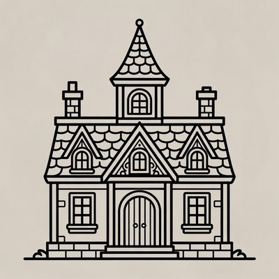 Fairy Tale Castle Line Art