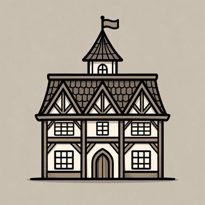 Medieval Tudor House Illustration
